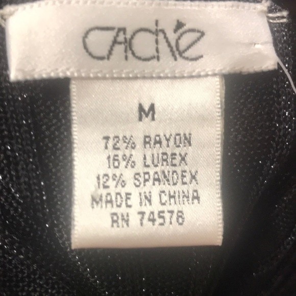 90s Cache Cow Neck Tank Black Layered Ribbed Knit Shimmer Size M - Picture 15 of 16